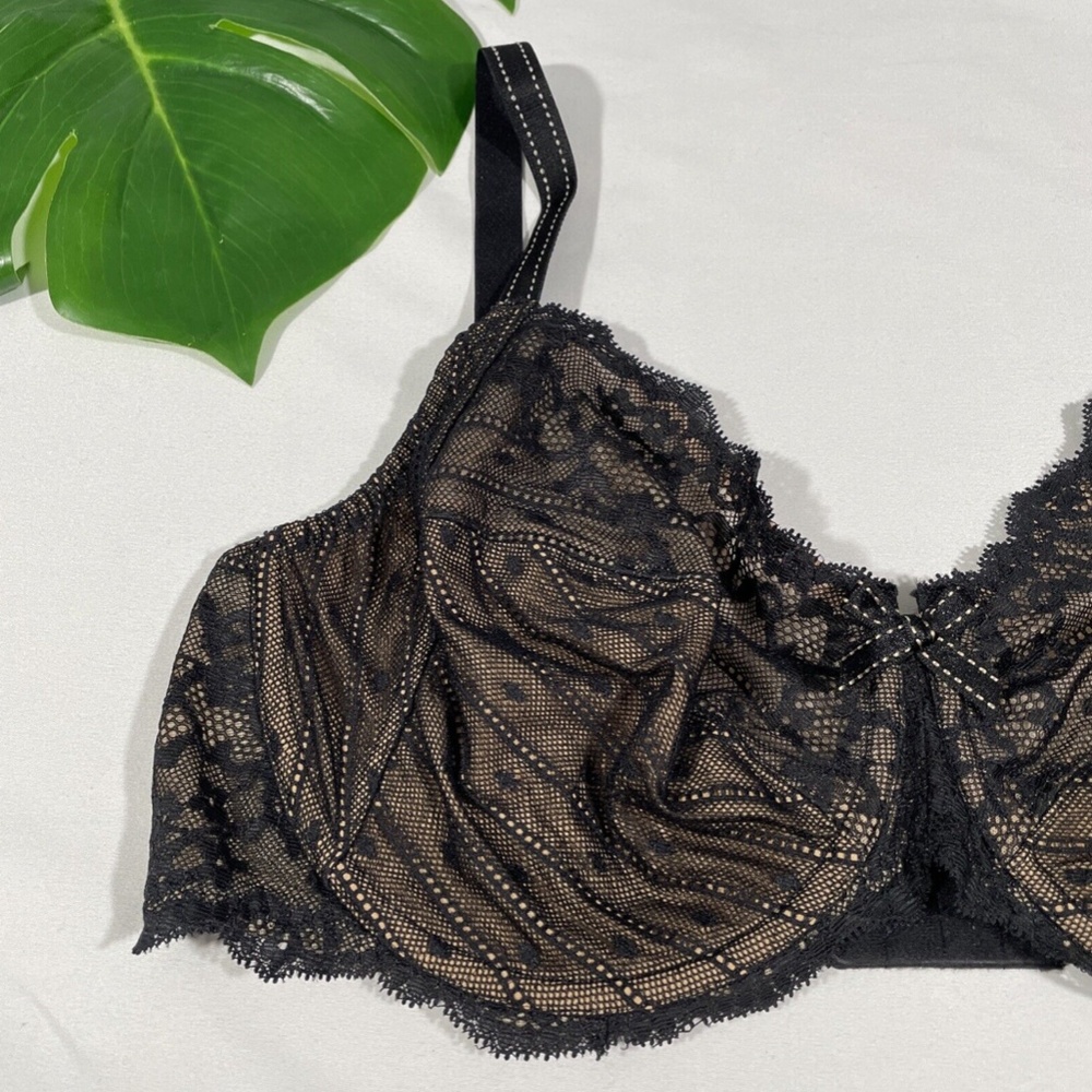 NWT Chantelle [ 38D US ] Rive Gauche Full Coverage Bra in Black/Tan - Picture 6 of 12